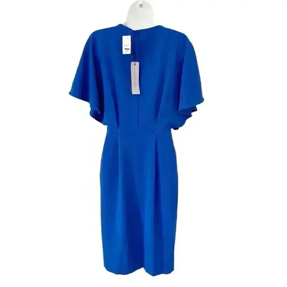 NWT Black Halo Holland Flutter Sleeve Crepe Sheath Dress Cobalt size 4 - Picture 3 of 10